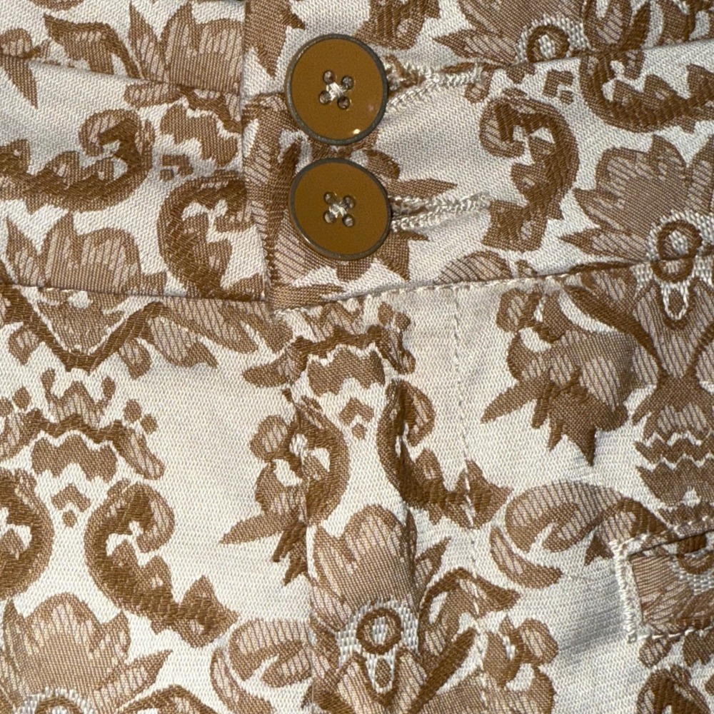 ANTHROPOLOGIE CARTONNIER Charlie‎ Ankle Damask Brocade Pants Beige Brown NWOT  4 - Picture 3 of 7
